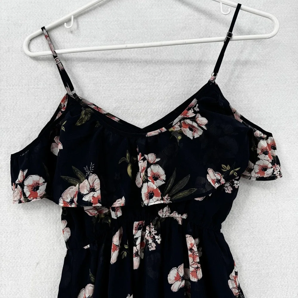 Abercrombie‎ & Fitch Dress Womens Extra Small Navy Floral Maxi Cold Shoulder XSP
